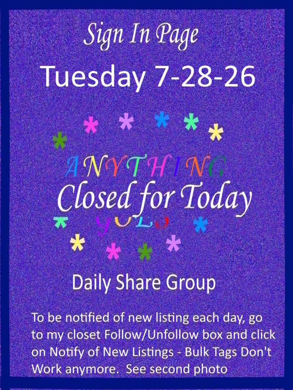 Tuesday 7-28-26 Anything Goes Share Group - Part One Sign In Page